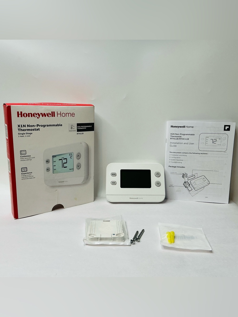 Honeywell Home X1N Non-Programmable Thermostat, Single-Stage, 1 Heat/1 Cool - Picture 2 of 12